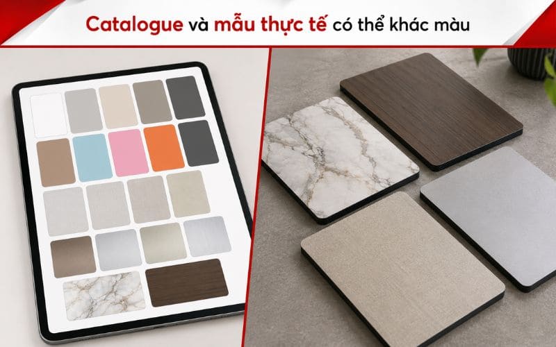 Phân biệt bảng màu tấm ốp than tre trên catalogue và mẫu thực tế