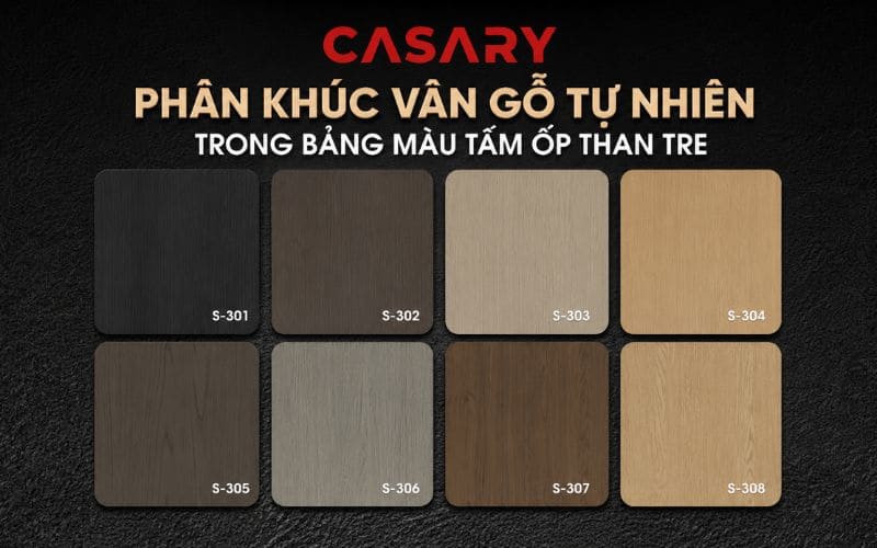 Các mẫu vân gỗ tự nhiên ấn tượng trong bảng màu tấm ốp than tre