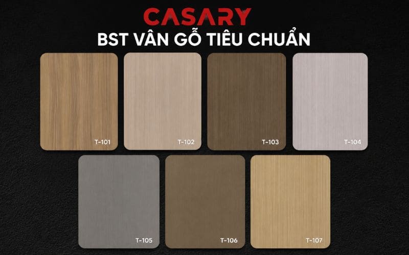 Bộ sưu tập vân gỗ tiêu chuẩn nằm trong bảng màu tấm ốp than tre