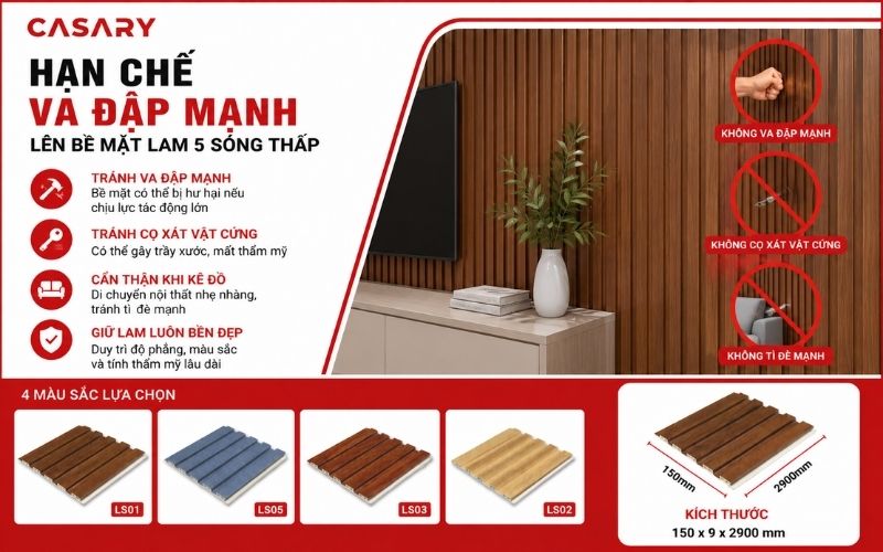 Lam 5 sóng thấp: Xu hướng ốp tường đẹp, tinh tế 2026! 13 Hạn chế va đập mạnh lên bề mặt tấm lam 5 sóng thấp