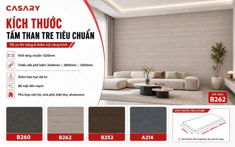 Thông số kích thước tấm than tre tiêu chuẩn hiện nay
