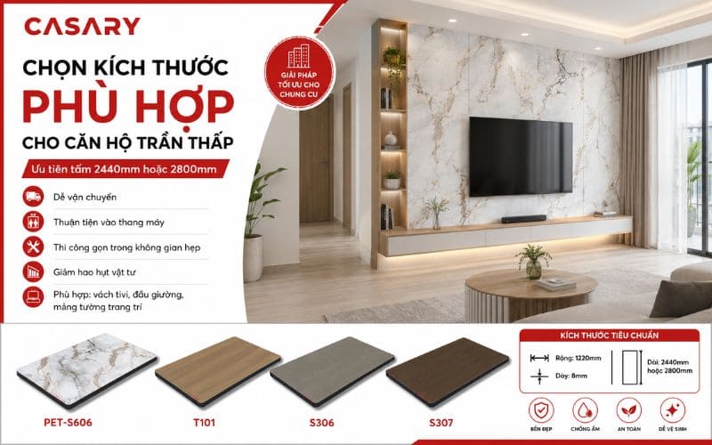 Lựa chọn kích thước cho không gian căn hộ chung cư, trần thấp