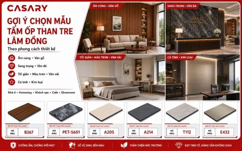 Gợi ý chọn mẫu tấm ốp than tre Lâm Đồng theo phong cách thiết kế