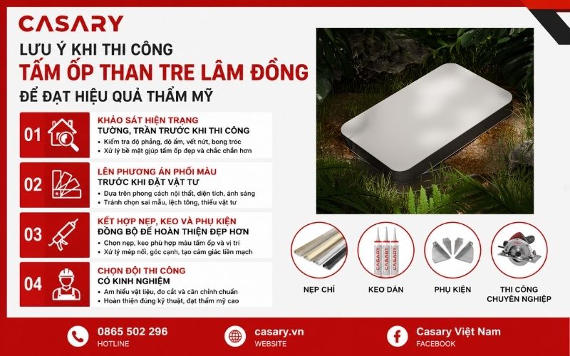 Lưu ý khi thi công tấm ốp than tre