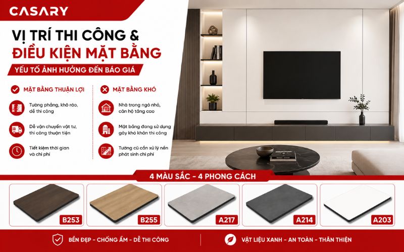 Vị trí thi công và điều kiện mặt bằng ảnh hưởng báo giá