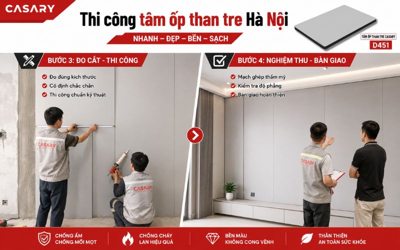 Quy trình thi công tấm ốp than tre đạt chuẩn kỹ thuật cao