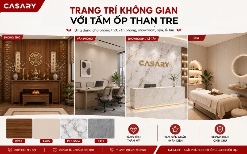 Trang trí không gian đa năng với tấm ốp than tre