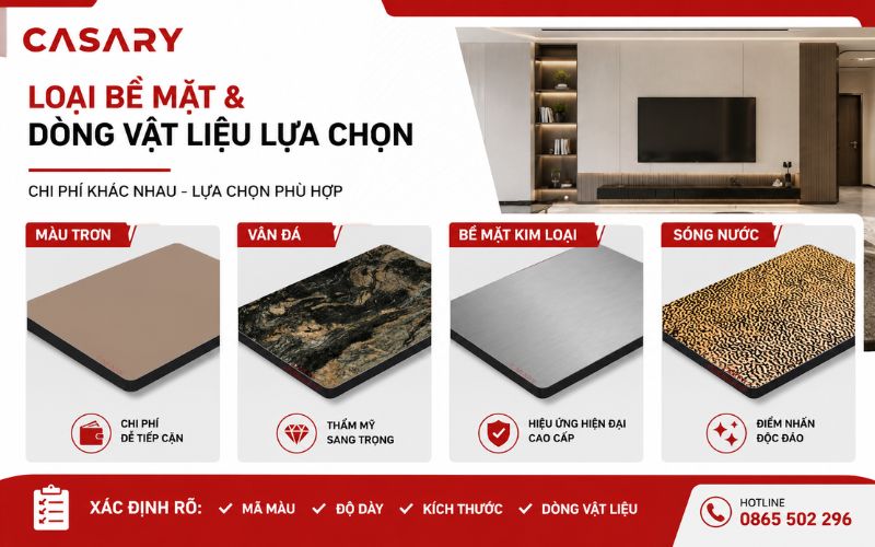 Các loại bề mặt và dòng vật liệu tấm ốp than tre