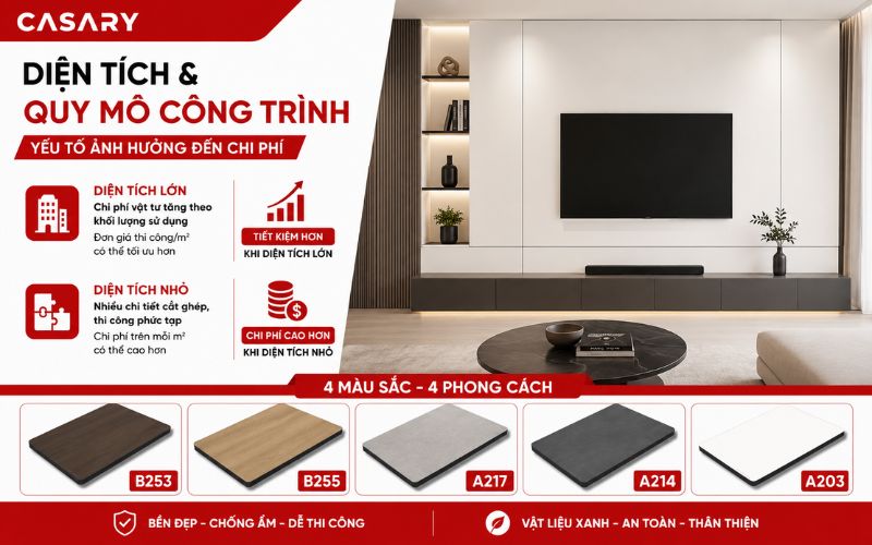 Diện tích và quy mô công trình ảnh hưởng trực tiếp báo giá